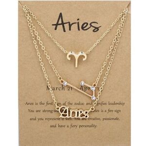 3 Piece Gold Zodiac Aries Necklaces